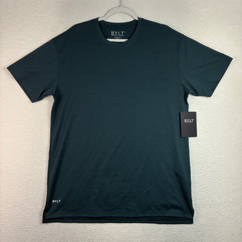 BYLT Basic Crew Split Hem T Shirt Men XL Blue Signature Premium Stretch NWT